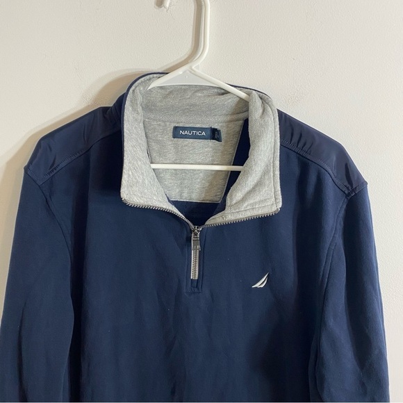 Nautica Sweatshirt XL Navy Blue Zip Neck Gray Men’s - Picture 3 of 6